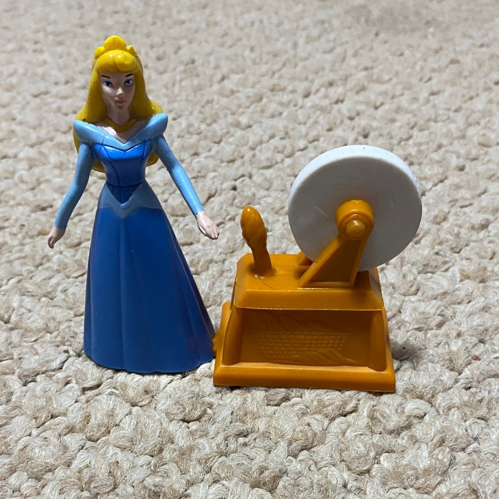 1996 McDonald’s happy meal toy, Disneys Aurora sleeping beauty w spinning wheel